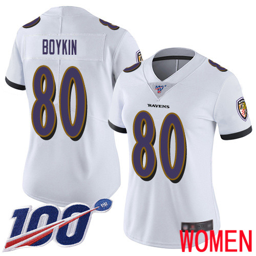 Baltimore Ravens Limited White Women Miles Boykin Road Jersey NFL Football #80 100th Season Vapor Untouchable->youth nfl jersey->Youth Jersey